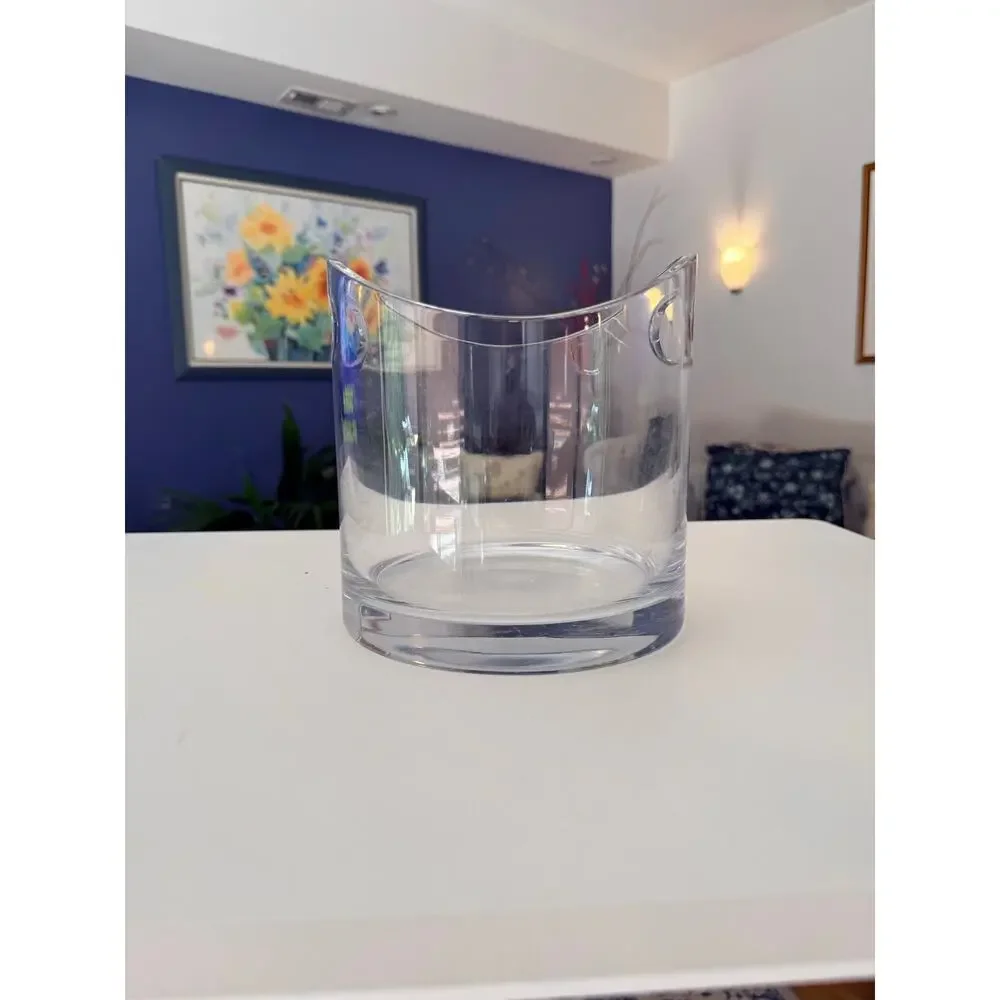 Tiffany & Co. Crystal Ice Bucket Champagne Cooler Modernist Integrated Handles